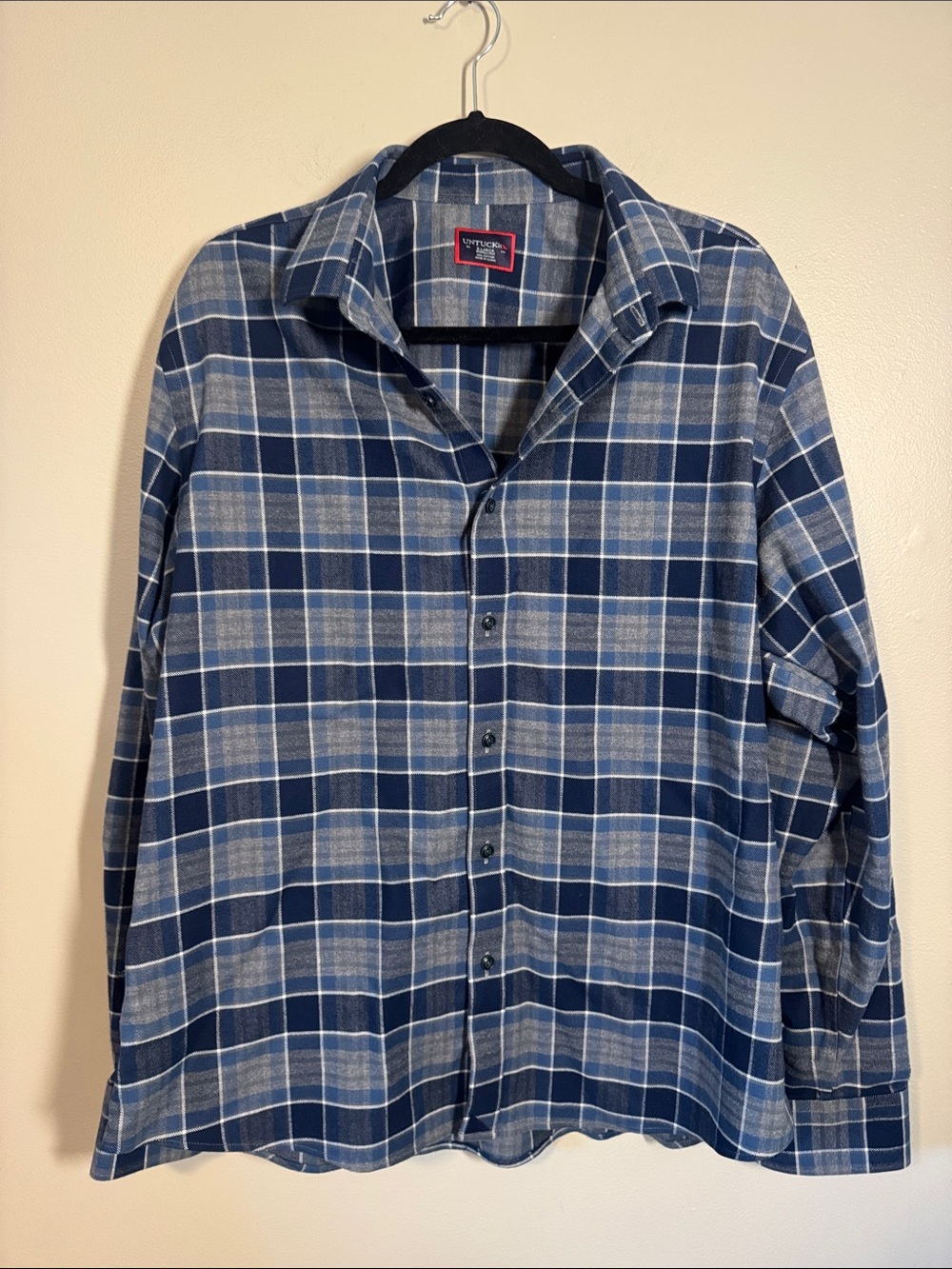 UNTUCKit Sonoraan WF Blue Gray Plaid Flannel Shirt